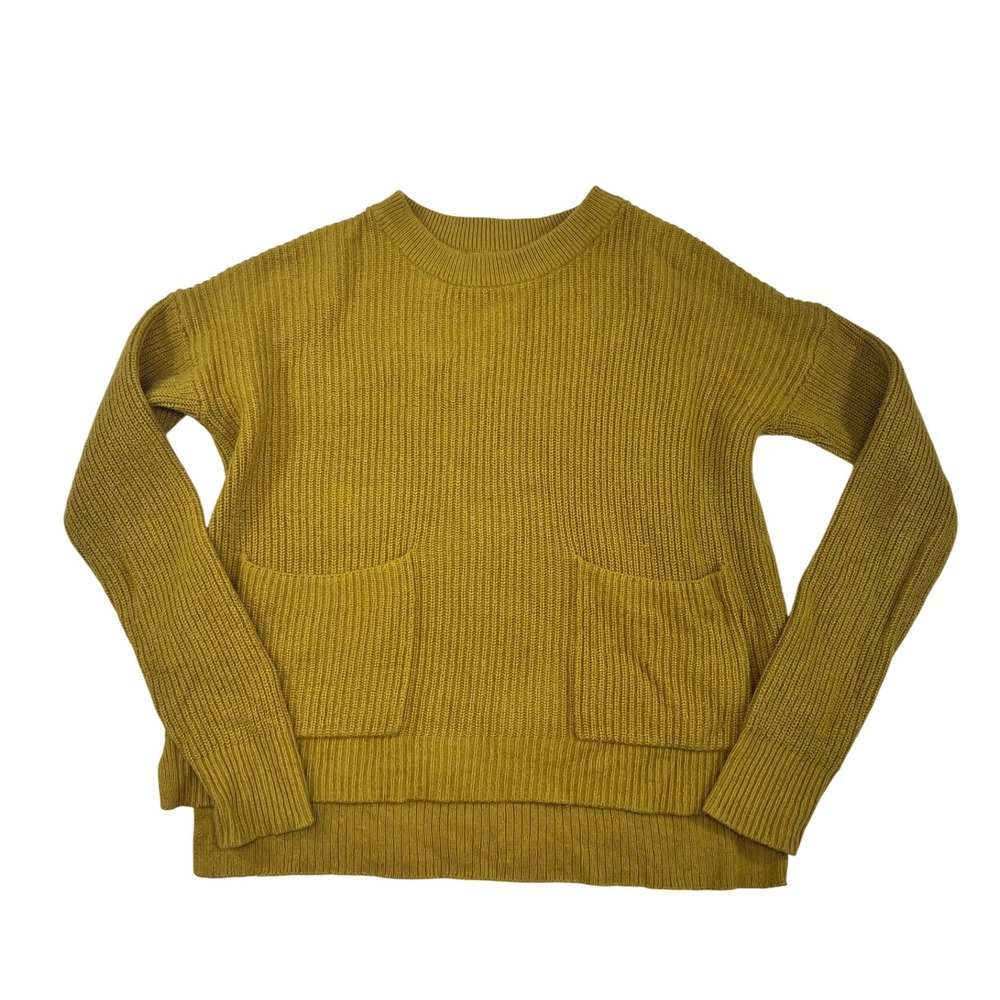 Madewell Women's XXS Mustard Yellow Knit Sweater with Front‎ Pockets